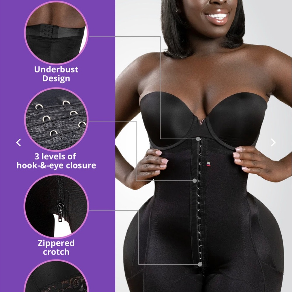 Black and Gray Strapless Shapewear with Firm Control - Picture 3 of 8